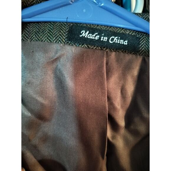 M607)IZOD Pure wool Woolmark Brown 
Herringbone Two button Blazer Sport Coat 44L - Picture 11 of 12